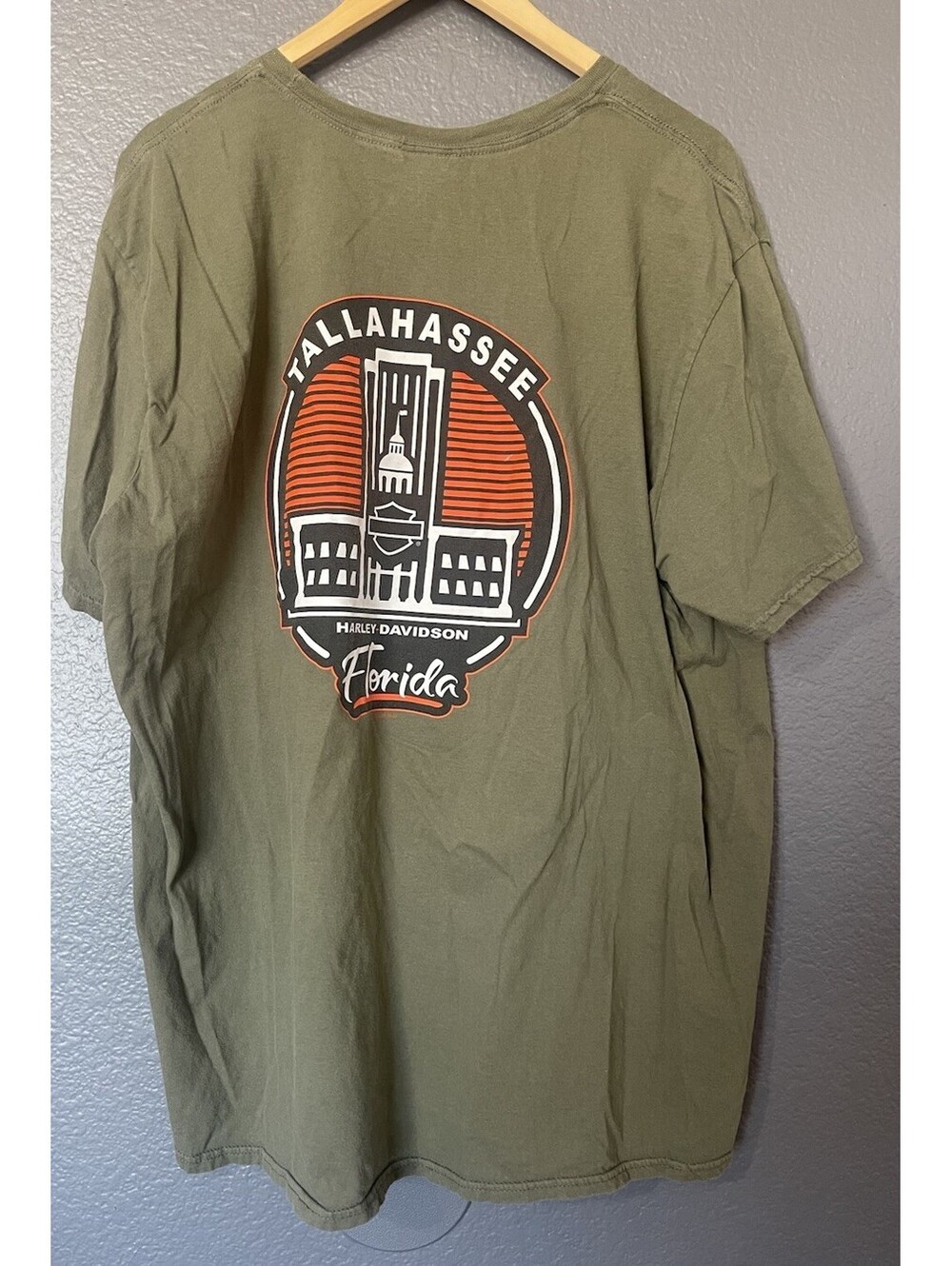 Harley Davidson T-Shirt 3XL XXXL Florida Army Green Tallahassee Short Sleeve FL - Picture 4 of 15
